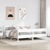 Posteljni okvir brez vzmetnice bel 180x200 cm trdna borovina
