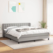 Greatstore Box spring postelja z vzmetnico svetlo siva 180x200 cm blago