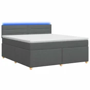 vidaXL Postelja boxspring z vzmetnico Temno siva 160 x 200 cm Blago