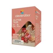 Cleverclixx Magnetni gradbeni set Glitter Tiles Pack Transparent - roza – 16 kos