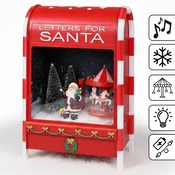 sarcia.eu Rdeča, božična poštna škatla s Božičkom in vrtiljakom, LED GLASBENA ŠKATLA, božična dekoracija 25x15x40 cm