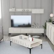 Hanah Home Set TV komoda i klub sto Lyon 3, 4 komada, Krem