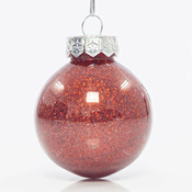 Eurolamp Božicni ukrasi crvene svjetlucave plasticne kuglice sa svjetlucavima 6 cm, set od 12 kom