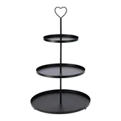 Pladenj 3 nadstropja okrogel kovinski.BLACK