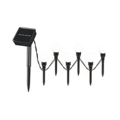 LED Solarno svetlo KULKI 6xLED/1,2V 600 mAh 4,3 m IP44 crna/bela