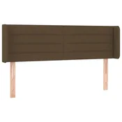 Vidaxl Vzglavje z ušesi temno rjavo 147x16x78/88 cm blago