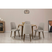 HANAH HOME Trpezarijski sto i stolice Vina 1005 Walnut Cream