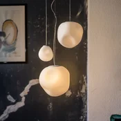 Foscarini viseča svetilka Hoba Piccola, O13cm, dolžina obeska 350 cm - Dnevna soba/jedilnica - Dizajn - bela - Steklo