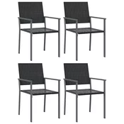Vrtne stolice 4 kom crne 54 x 62,5 x 89 cm od poliratana