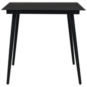 MAISON CHIC Vrtna miza - Vrtna jedilna miza črna 80x80x74 cm jeklo in steklo, (21715472)