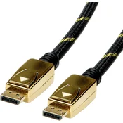 ROLINE Roline DisplayPort priključni kabel DisplayPort vtič\, DisplayPort vtič 2.00 m črna/zlata 11.04.5921 zaščiten DisplayPort kabel, (20419583)
