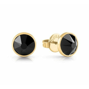 Guess Moški pozlačeni uhani s črnimi kristali Frontiers JUME01343JWYGBKT/U