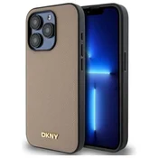 slomart Etui DKNY Grained Metal Logo MagSafe za iPhone 15 Pro - bež
