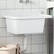 Vidaxl vidaXL Stenski umivalnik bel 60x40x28 cm smola