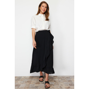 Trendyol Black Woven Wrapped Ruffle Skirt