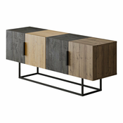Rjava/naravna TV omarica v hrastovem dekorju 140x55 cm Titan – Marckeric