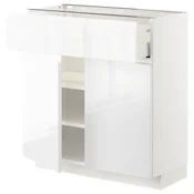 METOD / MAXIMERA Podni element s fiokom/2 vrata, bela/Voxtorp v. sjaj bela, 80x37 cm