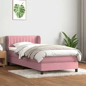 vidaXL vidaXL Box spring postelja z vzmetnico roza 90x220 cm žamet, (21792892)