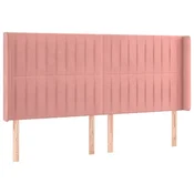 Vidaxl Vzglavje z ušesi roza 183x16x118/128 cm žamet