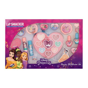 Lip Smacker Disney Princess Beauty Blockbuster Set Set balzam za usne 2 x 3,4 g + krema za posvjetljivanje 4 x 1,2 g i 4 x 0,9 g + sjajilo za usne 4 x 2,1 g + lak za nokte 2 x 4,25 ml + paleta rumenila 0,75 g + paleta rumenila i highlightera 0,75 g + prsten 2 kom + kosa kopca + turpija + naljepnice za nokte