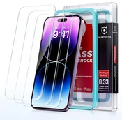 Nikcorp Zaščitno kaljeno steklo za iPhone 14 Pro Max, 3 kosi, ultra trdno, 2.5D rob, 4K jasnost, enostavna namestitev