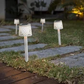 Newgarden LED-sončna svetilka Gretita, bela, s kolom za zabijanje v zemljo, - Plastika