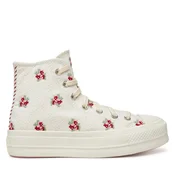 Modne superge Converse Chuck Taylor All Star Lift Platform Rose Cross Stitch A13659C Bela