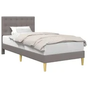 Vidaxl Konstrukcija postelje z vzglavjem Taupe 90 x 190 cm Blago
