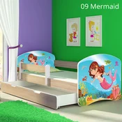 Djecji krevet ACMA s motivom, bocna sonoma + ladica 140x70 cm 09 Mermaid
