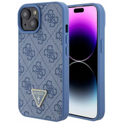 Guess Leather 4G Triangle Strass – etui za iPhone 15 (moder)