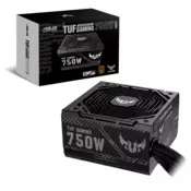 ASUS TUF Gaming 750W 80 Plus Bronze PSU, Military-grade Certification, Axial-tech fan design, Dual ball fan bearings, 0dB technology, Sleeved cables, 6-year warranty - 90YE00D0-B0NA00