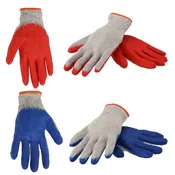 Komplet 10 parov delovnih rokavic rdeče/modre z lateksom 64452