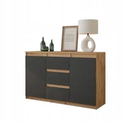 KOMODA WOTAN HRAST/ANTRACIT ŠIRINA 120 CM, 2 VRATA, 2 POLICI, 3 PREDALI
