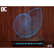 Black Cut 3D Lampa Puž, Svetloplava