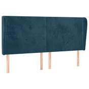 Vidaxl Vzglavje z ušesi temno modra 203x23x118/128 cm žamet