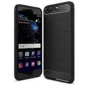 TPU gel ovitek / etui / ovitek Brushed Carbon za Huawei P10 Plus - črn
