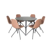 Venture Design Jedilna miza in stol komplet Dipp in Polar miza 115x75 cm stol 54x88x44 cm črno rjava