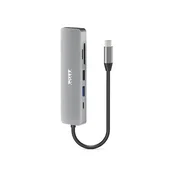 Port Designs 900162 USB-C Hub, Aluminij, Srebrna, 100W PD