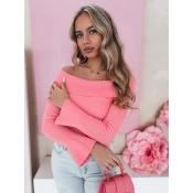 Sweter damski one size z odkrytymi ramionami SHOWIT różowy Dstreet
