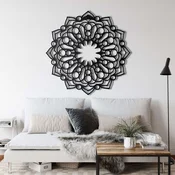WallXpert metalni zidni ukras 5093, mandala cvet sa kružicima i laticama, 44 x 44 cm, crni