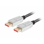 LANBERG priključni kabel DisplayPort 1.4 M/M, 8K@60Hz, 5K@120Hz, dužina 1.8m, crni, sa zasunom, pozlaćeni konektori