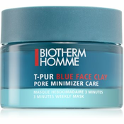 Biotherm Homme T-Pur Blue Face Clay čistilna maska za hidracijo kože in zmanjšanje por 50 ml