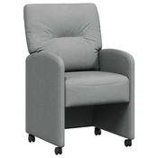 Vidaxl Jedilni stoli s kolesi 2 szt. Svetlo siva 57 x 67 x 95 cm blago