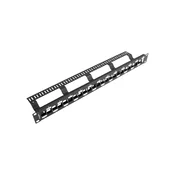 Lanberg PPKS-1224-B 19 1U prazni crni patch panel za 24 Keystone utičnice, s držačem kabela