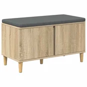 Vidaxl Haldna klop z blazino z vrati Sonoma hrast 80 x 38 x 46 cm