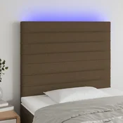 Vidaxl LED posteljno vzglavje temno rjavo 100x5x118/128 cm blago