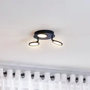 Lindby LED stropna svetilka Manel, črna, železo, O 22 cm - Dnevna soba/jedilnica - Sodobni - črna, bela - Kovina
