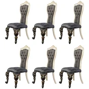 Casa Padrino luxury baroque dining chair set of 6 blue/white/gold - Magnificent baroque style kitchen chairs - Baroque dining room furniture - Luxury furniture baroque style