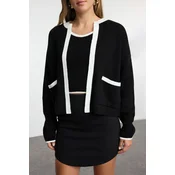 Trendyol Black Color Block Knitted Cardigan