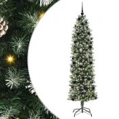 Umjetno vitko božicno drvce s stalakom Zelena i bijela 240 cm